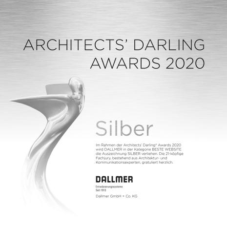 Plata por el sitio web Dallmer obtiene el ARCHITECTS‘ DARLING 2020
