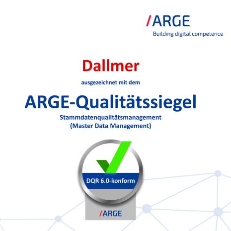Datos maestros óptimos - Dallmer galardonada con el sello de calidad ARGE
